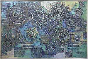 Image of the textured painting, Blue Around by Paul Bozzo.